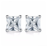925 Sterling Silver Rhombus Stud Earrings with Zircon for Women