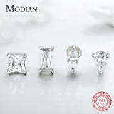925 Sterling Silver Rhombus Stud Earrings with Zircon for Women