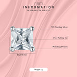 925 Sterling Silver Rhombus Stud Earrings with Zircon for Women