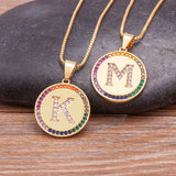 Arrival Initial Pendant Chain Necklace Top Zircon Rainbow Party Jewelry
