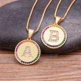 Arrival Initial Pendant Chain Necklace Top Zircon Rainbow Party Jewelry