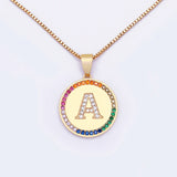 Arrival Initial Pendant Chain Necklace Top Zircon Rainbow Party Jewelry