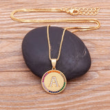 Arrival Initial Pendant Chain Necklace Top Zircon Rainbow Party Jewelry