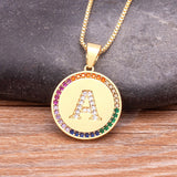 Arrival Initial Pendant Chain Necklace Top Zircon Rainbow Party Jewelry