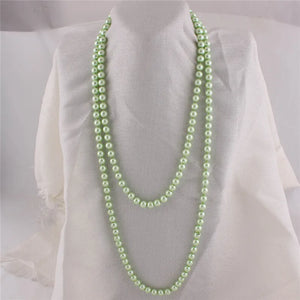 Bridal Glass Pearl Necklace for Women Wedding Party Long Pendant