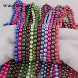 Bridal Glass Pearl Necklace for Women Wedding Party Long Pendant