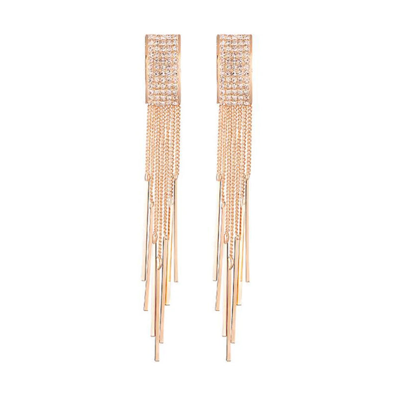 Arrival Bridal Square Tassel Clip Earrings for Women
