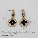 Enamel Arrival Charm Earrings For Women Rhinestone Girl Jewelry A074