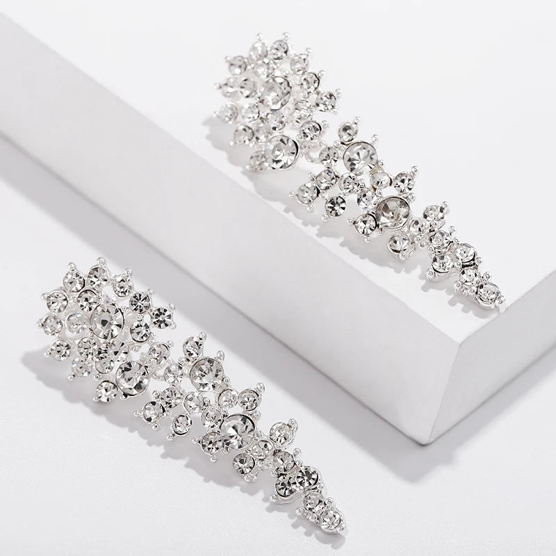 Arrival Crystal Long Bridal Clip on Earrings No Piercing
