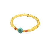 Natural Amber Skyblue Magnesite Flower Red Agate Bracelet