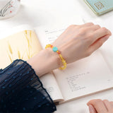 Natural Amber Skyblue Magnesite Flower Red Agate Bracelet