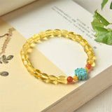 Natural Amber Skyblue Magnesite Flower Red Agate Bracelet