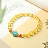 Natural Amber Skyblue Magnesite Flower Red Agate Bracelet