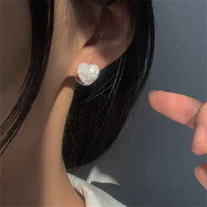 Matte Heart Hoops Earrings 925 Sterling Silver Women Jewelry