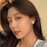 Matte Heart Hoops Earrings 925 Sterling Silver Women Jewelry