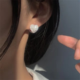 Matte Heart Hoops Earrings 925 Sterling Silver Women Jewelry