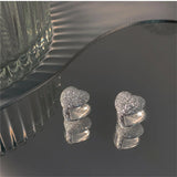 Matte Heart Hoops Earrings 925 Sterling Silver Women Jewelry