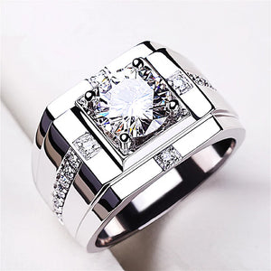 Adjustable S925 Silver Crystal Cross Square Pattern Ring