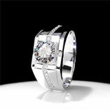 Adjustable S925 Silver Crystal Cross Square Pattern Ring