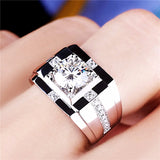 Adjustable S925 Silver Crystal Cross Square Pattern Ring