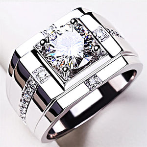 Adjustable S925 Silver Crystal Cross Square Pattern Ring