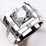 Adjustable S925 Silver Crystal Cross Square Pattern Ring