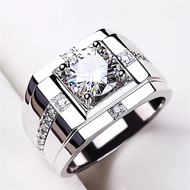 Adjustable S925 Silver Crystal Cross Square Pattern Ring