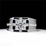 Adjustable S925 Silver Crystal Cross Square Pattern Ring