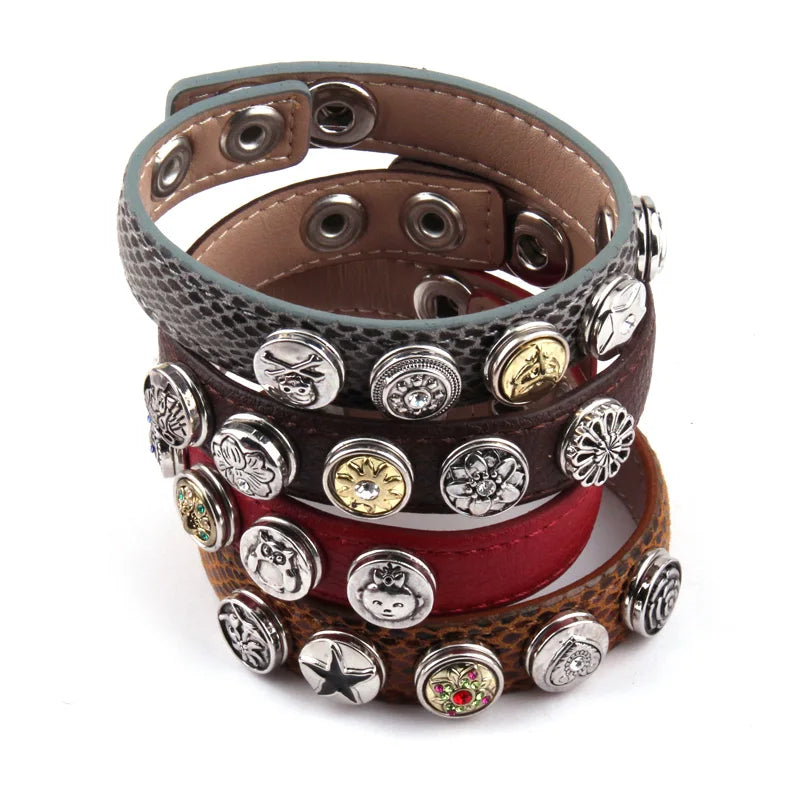 Arrival Metal Button Epoxy Enamel Bracelets Women Wrap Bracelet 6pc