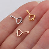 Heart Lock Pendant Key Charm DIY Necklace 20pc