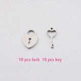 Heart Lock Pendant Key Charm DIY Necklace 20pc