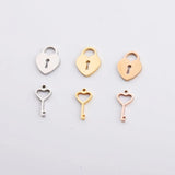 Heart Lock Pendant Key Charm DIY Necklace 20pc