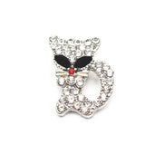 Rhinestone cat crystal Snap Buttons for 18mm Snap Bracelets