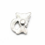 Rhinestone cat crystal Snap Buttons for 18mm Snap Bracelets
