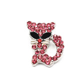 Rhinestone cat crystal Snap Buttons for 18mm Snap Bracelets