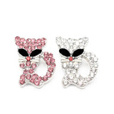 Rhinestone cat crystal Snap Buttons for 18mm Snap Bracelets