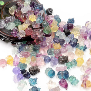 Natural Fluorite Stone Animals Mixed Shape Charms Reiki Crystal