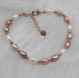 Colorful Freshwater Pearl Bracelet Wedding Mom Charming Lady Fine Jewelry Gift