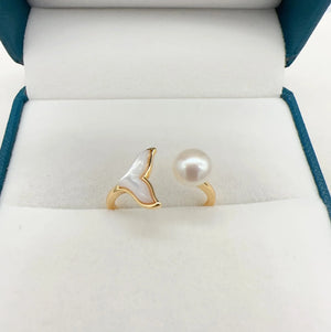 Arrival Freshwater Pearl Fishtail Design 14K Ladies Ring