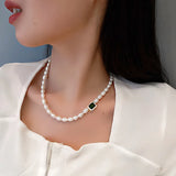 Freshwater Pearl Green Crystal 14K Filled Chain Necklace
