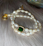 Freshwater Pearl Green Crystal 14K Filled Chain Necklace