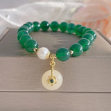 Green Agate Quartzite Flower Charm Bracelet