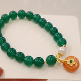 Green Agate Quartzite Flower Charm Bracelet