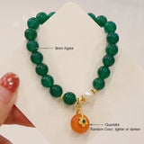 Green Agate Quartzite Flower Charm Bracelet