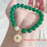 Green Agate Quartzite Flower Charm Bracelet