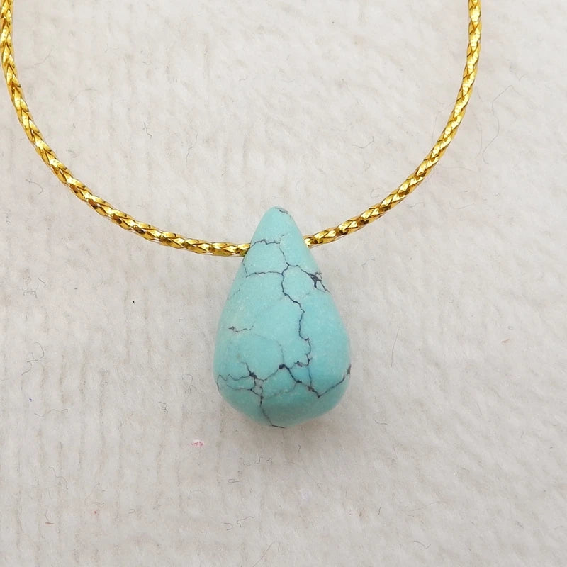 Arrival Green Turquoise Drilled Pendant Bead 15x10mm