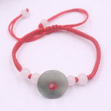 Arrival Natural Jade Jadeite Circle Charm with Red Cord Weave Bracelet