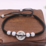 Natural Jadeite Coin Bead Charm Bracelet with Cord Weave, Gift