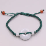 Natural Jadeite Circle Cord Bracelet 6.3inch Women Gift