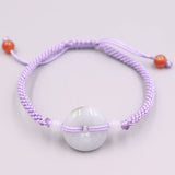 Natural Jadeite Circle Cord Bracelet 6.3inch Women Gift